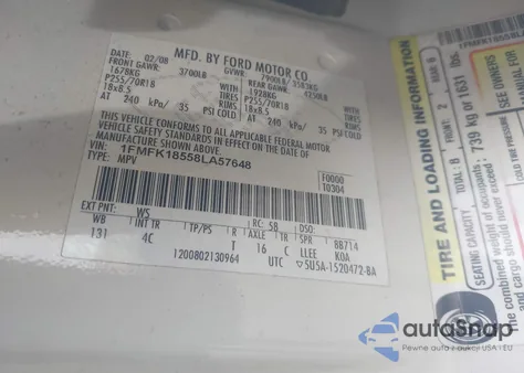 2008 Ford Expedition El Eddie Bauer/King Ranch from USA, damaged, VIN 1FMFK18558LA57648